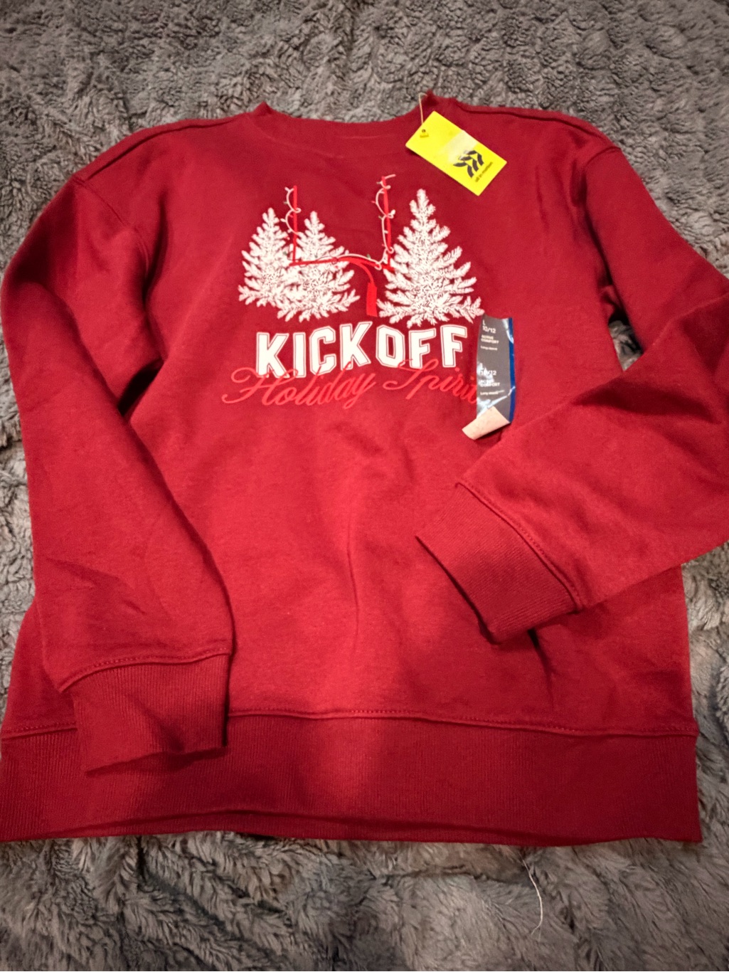 All In Motion “ Kick Off Holiday Spirit “ Red Sweatshirt Youth Sz L (10/12) Nwt